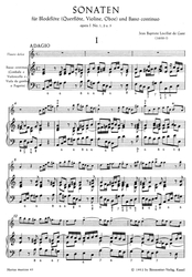 Loeillet Jean Baptiste Sonaten für Blockflöte (Querflöte, Violine, Oboe) und Basso continuo op. 1/1-3, Heft I