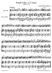 Telemann Georg Philipp  Vier Sonaten für Altblockflöte und Basso continuo TWV 41:F2, B3, f1, C2