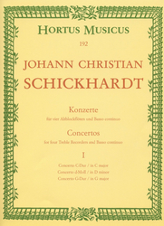 Schickhardt J. Christian Sechs Konzerte für 4 Altblockflöten und Basso continuo Heft 1