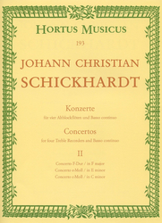 Schickhardt J. Christian Sechs Konzerte für 4 Altblockflöten und Basso continuo Heft 2