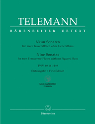 Telemann Georg Philipp Neun Sonaten für zwei Traversflöten ohne Bass TWV 40:141-149