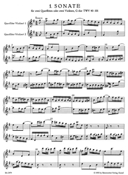Telemann Georg Philipp Sechs Sonaten für zwei Querflöten oder zwei Violinen op. 2 TWV 40:101, 102, 104