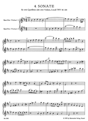 Telemann Georg Philipp Sechs Sonaten für zwei Querflöten oder zwei Violinen op. 2 TWV 40:103, 105, 106