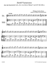 Mozart W. A. Zwölf Variationen über das französische Lied - Ah, vous dirai-je Maman KV 265 (300e)