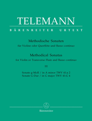 Telemann Georg Philipp  12 Methodische Sonaten für Violine oder Flöte und Basso continuo