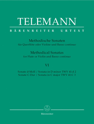 Telemann Georg Philipp  12 Methodische Sonaten für Flöte oder Violine und Basso continuo
