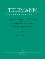 Telemann Georg Philipp Nouveaux Quatuors en Six Suites, Band I "Pariser Quartette"