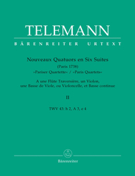 Telemann Georg Philipp Nouveaux Quatuors en Six Suites, Volume II "Pariser Quartette"
