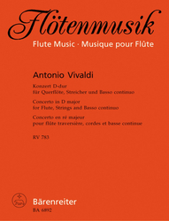 Vivaldi Antonio Konzert für Flöte, Streicher und Basso continuo D-Dur RV 783