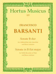 Barsanti Francesco Sonate für Altblockflöte (Flöte) und Basso continuo B-Dur op. 1/6
