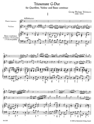Telemann Georg Philipp Triosonate für Querflöte, Violine und Basso continuo G-Dur TWV 42:G1