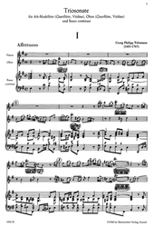 Telemann Georg Philipp Triosonate für Altblockflöte (Fl, V), Oboe (Fl, V) und Basso continuo e-Moll TWV 42:e6