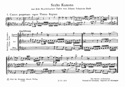 Bach J. S. Sechs Kanons aus dem "Musikalischen Opfer" von J. S. Bach
