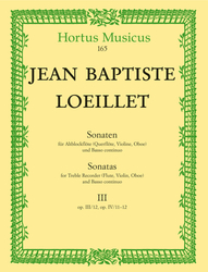 Loeillet, Jean Baptiste (de Gant) Neun Sonaten für Altblockflöte und Basso continuo, Heft 3