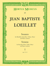 Loeillet Jean Baptiste Sonaten für Blockflöte (Querflöte, Violine, Oboe) und Basso continuo op. 1/1-3, Heft I