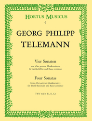 Telemann Georg Philipp  Vier Sonaten für Altblockflöte und Basso continuo TWV 41:F2, B3, f1, C2