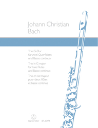 Bach Johann Christian Trio für zwei Querflöten und Basso continuo G-Dur