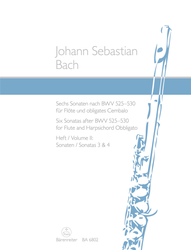 Bach Johann Sebastian Sechs Sonaten nach BWV 525-530 für Flöte und obligates Cembalo Heft II: Sonaten 3 und 4