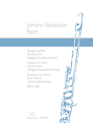 Bach Johann Sebastian Sonate für Flöte und obligates Cembalo (Klavier) g-Moll BWV 1020