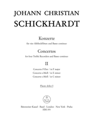 Schickhardt J. Christian Sechs Konzerte für 4 Altblockflöten und Basso continuo Heft 2