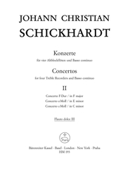 Schickhardt J. Christian Sechs Konzerte für 4 Altblockflöten und Basso continuo Heft 2