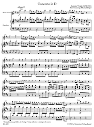 Vivaldi Antonio Konzert für Flöte, Streicher und Basso continuo D-Dur RV 783