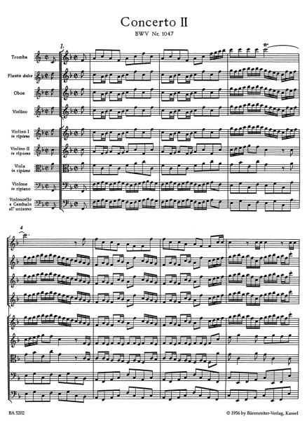 Bach J. Sebastian Brandenburgisches Konzert Nr. 2 F-Dur BWV 1047