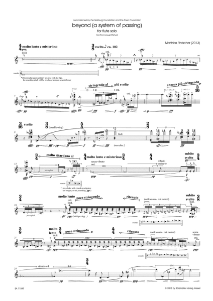 Pintscher, Matthias beyond (a system of passing) for flute solo