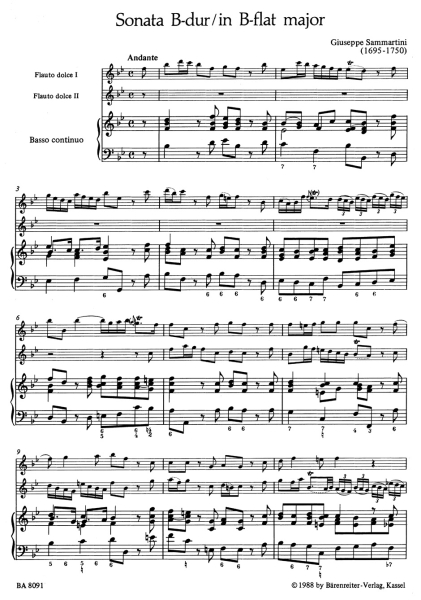 Sammartini, Giuseppe Sonate B-Dur