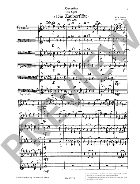 Mozart, Wolfgang Amadeus Ouvertüre zur Oper ”Die Zauberflöte“