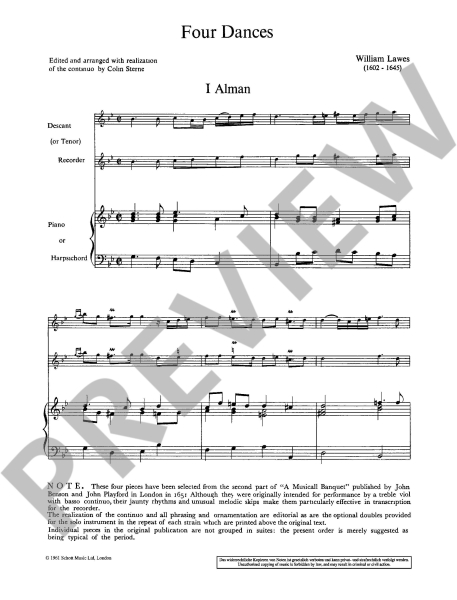 Lawes, William Four Dances