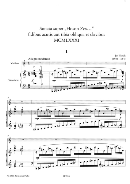 Novák Jan Sonata super Hoson zes . . . fidibus acutis aut tibia obliqua et clavibus MCMLXXXI