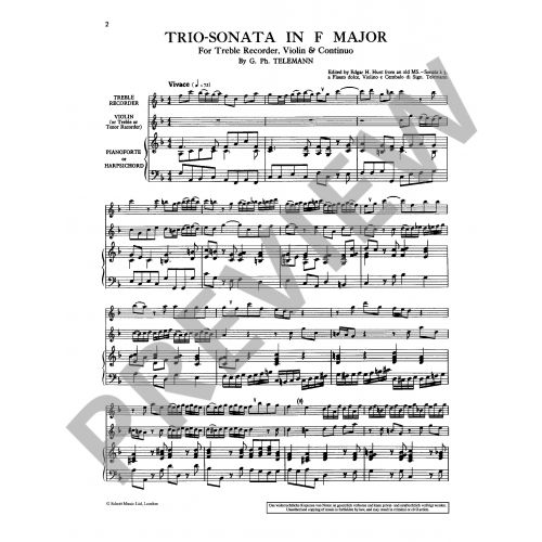 Georg Philipp Telemann Trio Sonata F-Dur
