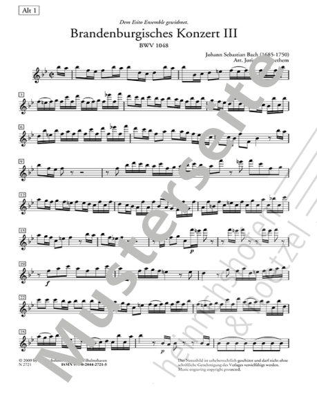 Johann Sebastian Bach Brandenburgisches Konzert Nr. 3, 1. Satz