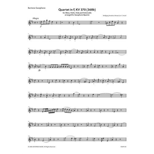Wolfgang Amadeus Mozart Quartet in F