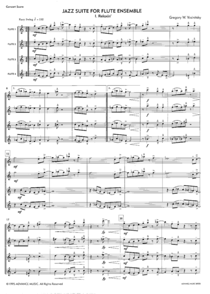Gregory W. Yasinitsky Jazz Suite For Flute Ensemble