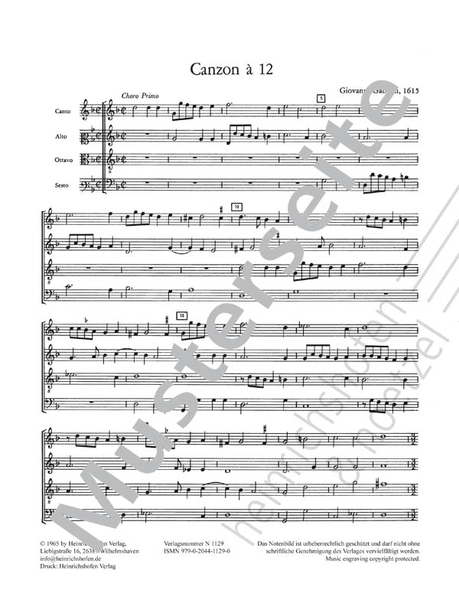 Giovanni Gabrieli Dreichörige Kanzone (1615) zu zwölf Stimmen