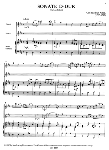 Abel, Carl Friedrich Sonate D-Dur